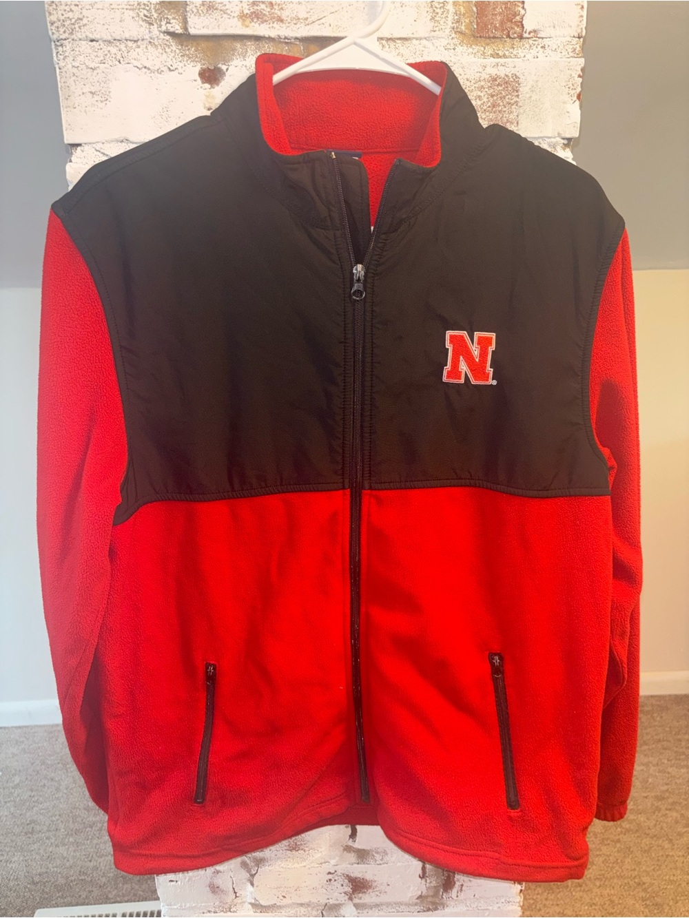 Huskers Red & Black Fleece Jacket with N Patch